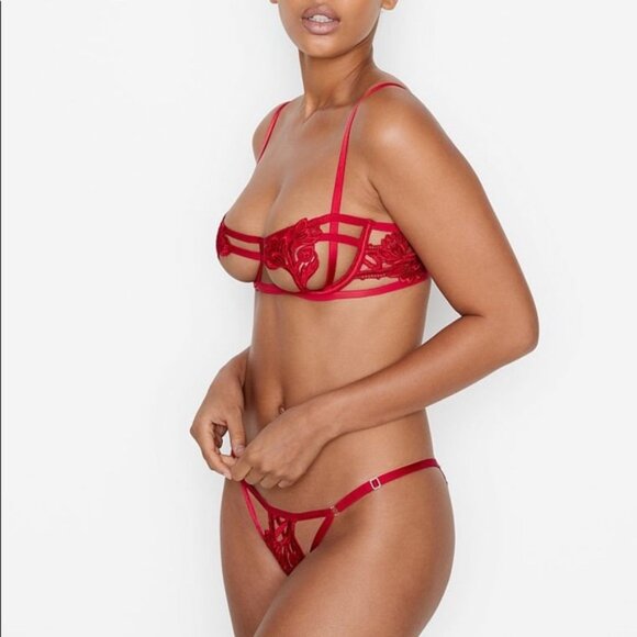 36DD XL Victoria’s Secret red harness bra set - Picture 2 of 9
